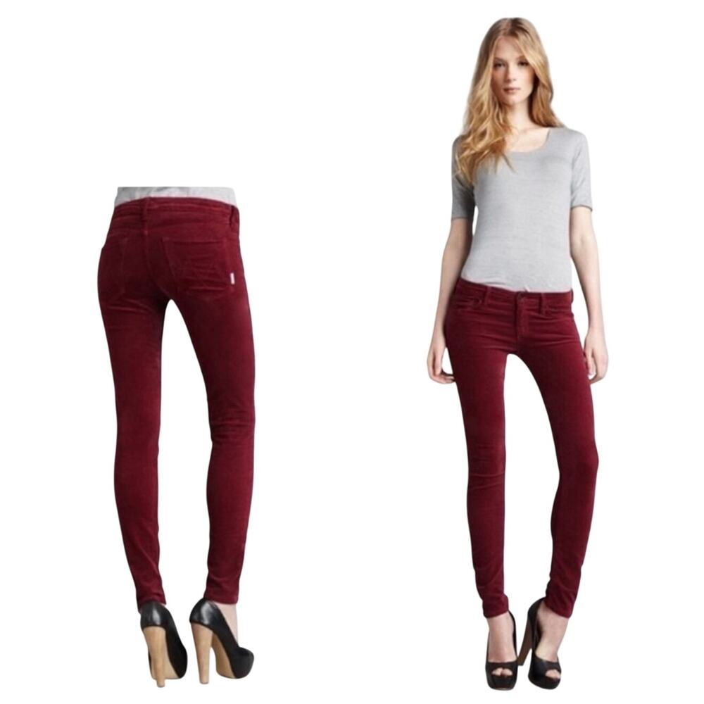 MOTHER The Looker Velvet Skinny Jeans Sweet Wine My Life As A Snow Bunny Sz 27
